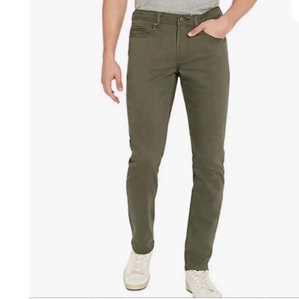 Buffalo David Bitton Archer Slim Stretch‎ Green Chinos Pants Mens 36x34